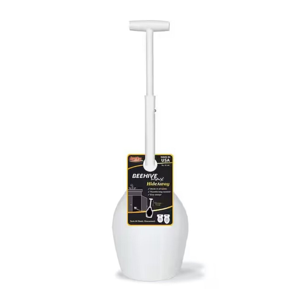 new Korky-brand Beehive Max Hideaway Toilet Plunger with White Holder